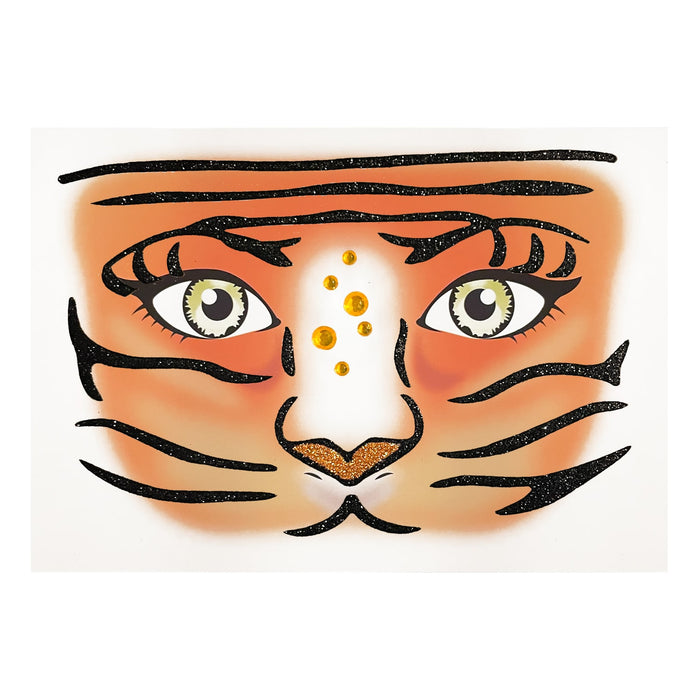 Tiger Gesicht Sticker Set Tiergesicht Aufkleber für Fasching Karneval Geburtstag Kinder Motto Party