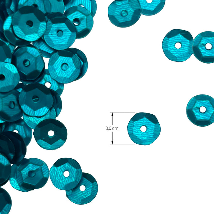 1400 Pailletten Konfetti gewölbt 6 mm zum Dekorieren und Basteln - türkis matt