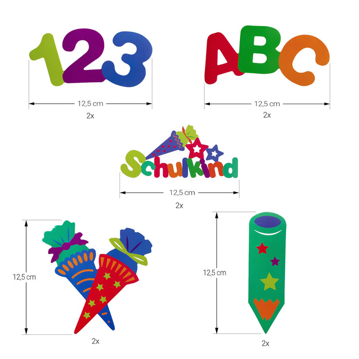 Torten Kuchen Topper Aufsatz Schulkind Zuckertüten ABC 123 für Schuleinführung Einschulung von Jungs Mädchen