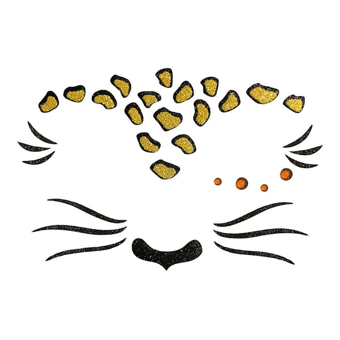 Leopard Gesicht Sticker Set Tiergesicht Aufkleber für Fasching Karneval Geburtstag Kinder Motto Party
