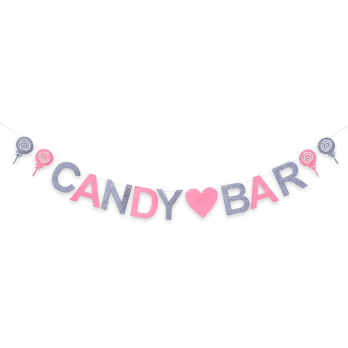 Candybar Filz Girlande Hochzeit Geburtstag Party Banner 2m - rosa grau