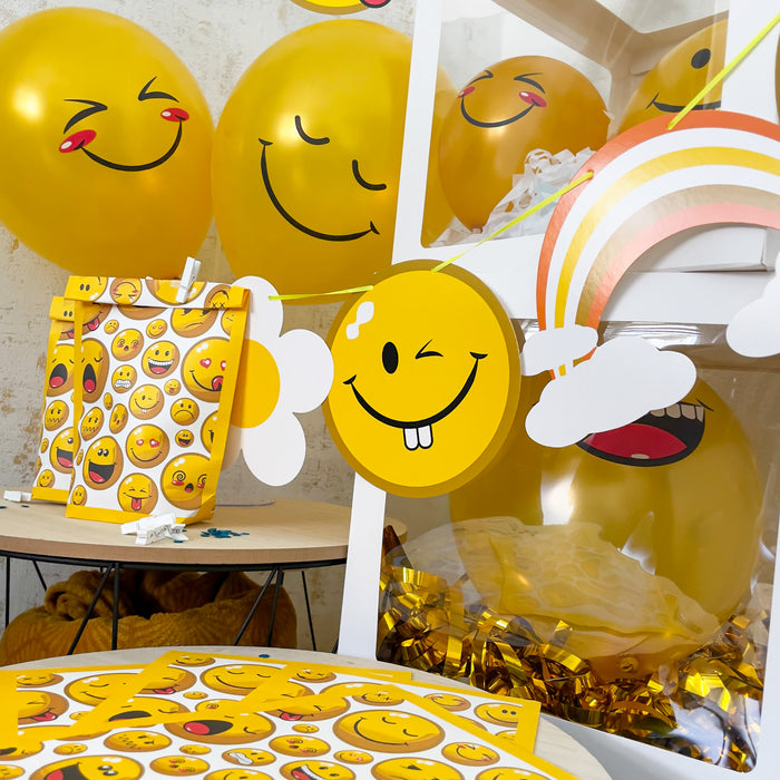 Smiley Luftballon Set 10 Stk. Ballons für Jungs und Mädchen Kinder Geburtstag Schuleinführung Schulanfang