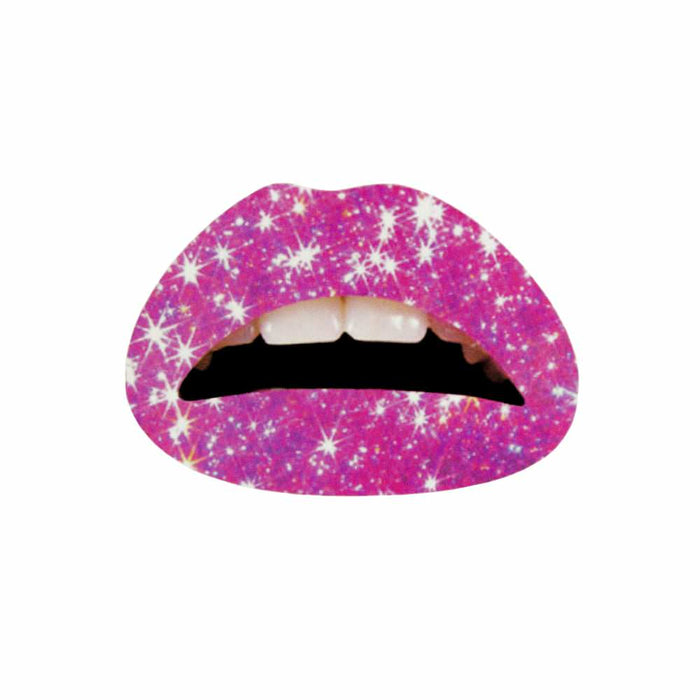 Mundtattoo Lippen Tattoo glitzernd Temporäres Tattoo Klebetattoo pink