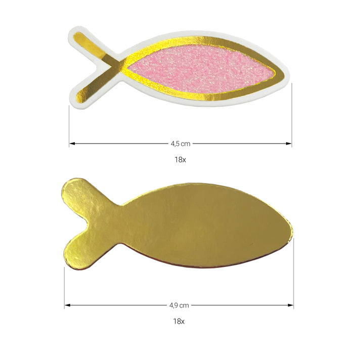 Fisch Konfetti glitzernd 18 Stk. als Streudeko für Taufe Kommunion Konfirmation Deko - rosa gold