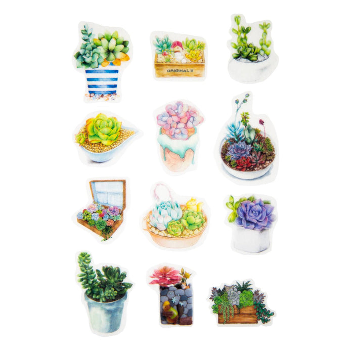 70 Sticker Blumen Sukkulente Aufkleber Vintage Retro gezeichnet Deko Scrapbooking Kinder Basteln