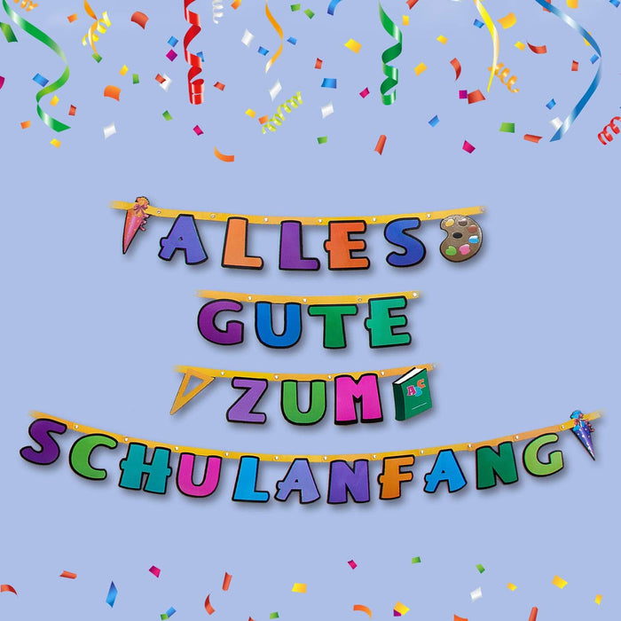 Schuleinführung Schulanfang Einschulung Deko Set - Girlanden + Luftballons + Konfetti