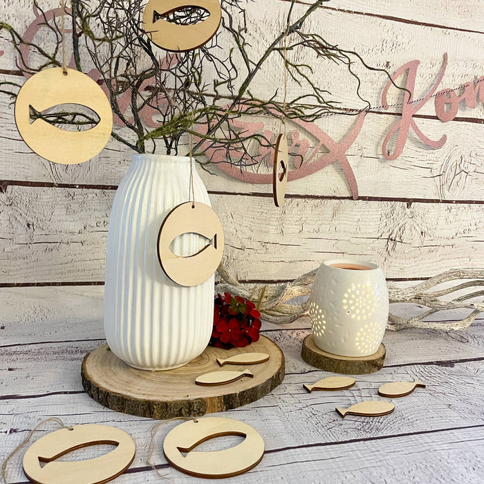 Girlande Alles Gute zur Konfirmation mit Fisch Hängedeko für Konfirmation von Mädchen - rosa