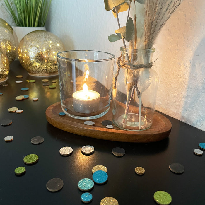 Holz Konfetti Rund Streudeko Tisch Deko für Silvester Weihnachten Geburtstag Fasching Motto Party - gold