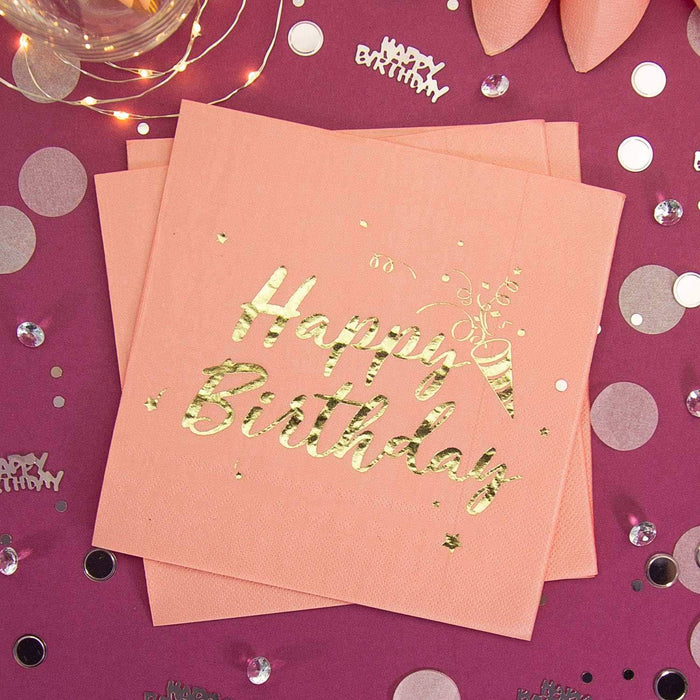 Konfetti Set Happy Birthday + Punkte für Geburtstag Jubiläum über 2500 Stück Tisch Deko Streudeko - roségold