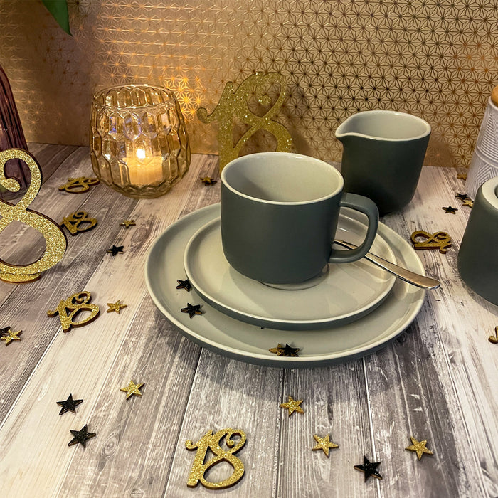 Konfetti Zahl 18 Geburtstag + Sterne aus Holz Streudeko Streuteile Deko 13g - gold schwarz