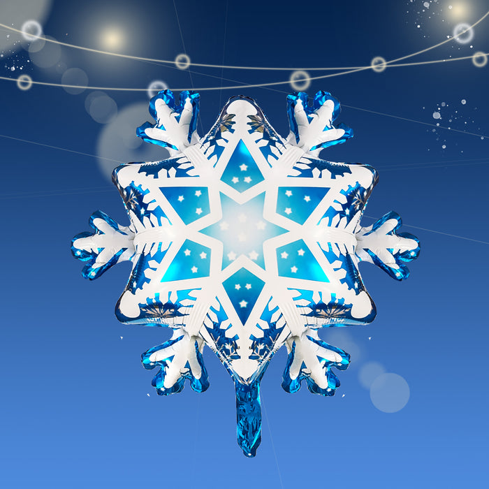 3D Folienballon Schneeflocke winterliche Deko für Weihnachten Advent Motto Party - Hängedeko zum Aufhängen & Dekorieren