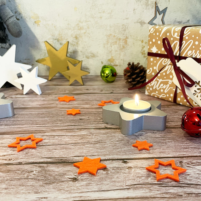 24 Filz Sterne Weihnachtsdeko Tischdeko für Weihnachten 3 Motive - orange