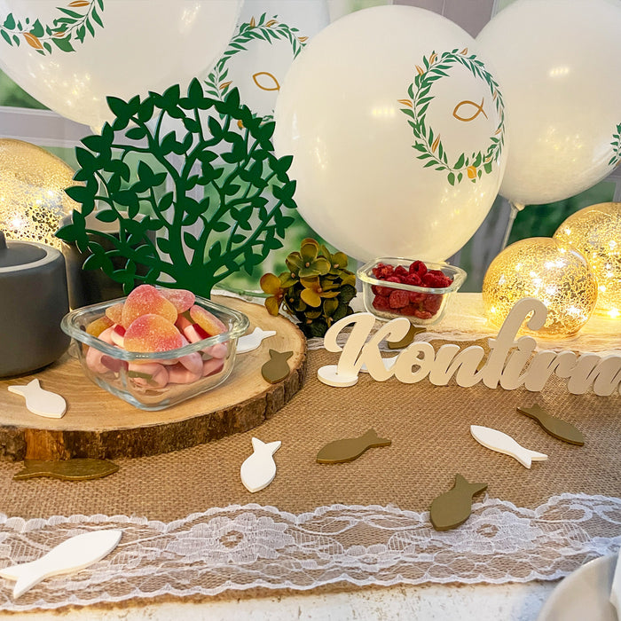 Schriftzug Konfirmation aus Holz als Tischdeko für Konfirmation Deko Dekoration Junge Mädchen - weiß