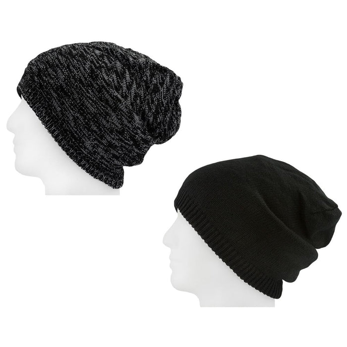 XXL Beanie Mütze zweiseitig Damen Herren Winter Mützen - black-grey