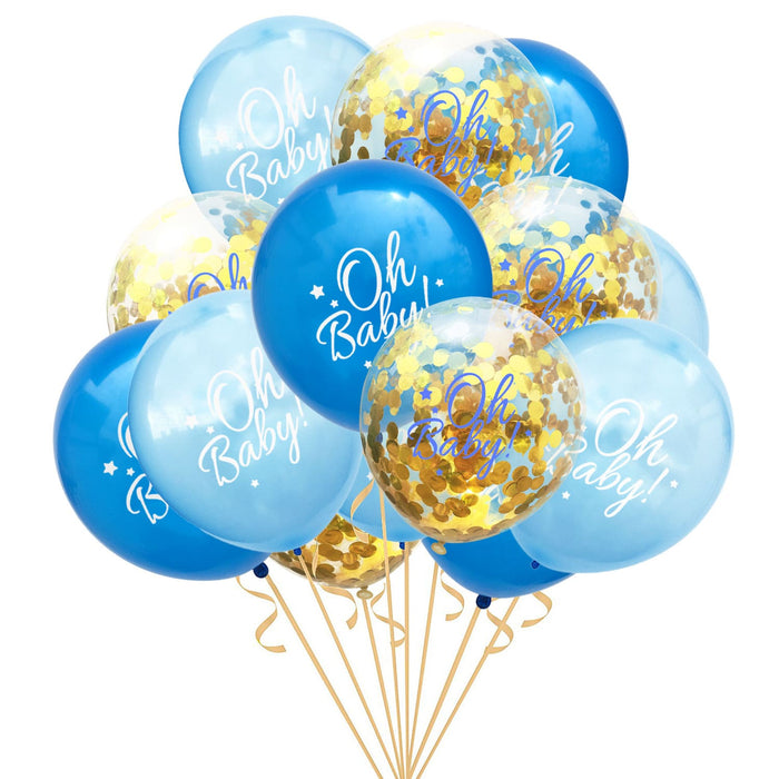 Konfetti Luftballon Set für Baby Shower Party Junge 15 Deko Ballons blau gold