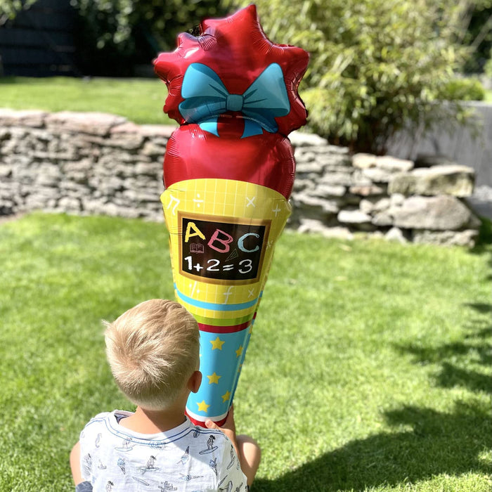 Schuleinführung Schulanfang Einschulung Deko Set - Folien Ballon Zuckertüte + 2x HURRA Schulkind Luftballons