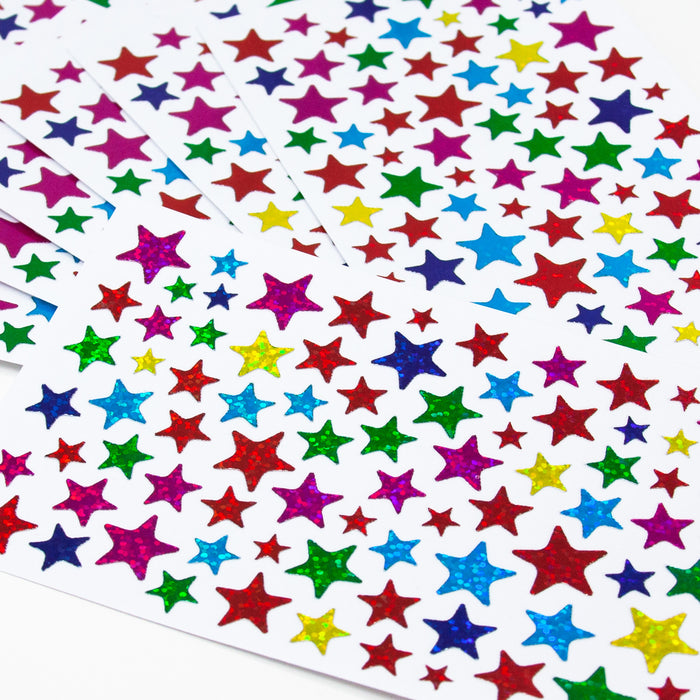 790x Sterne Sticker Stern Aufkleber Holo Effekt glitzernd zum Basteln Scrapbooking Dekoration - bunt