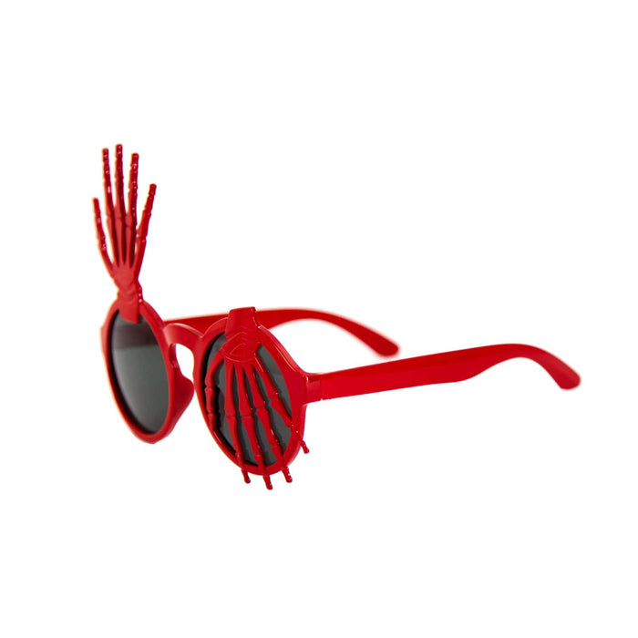 Skelett Hand Brille Spaßbrille Gagbrille Partybrille Sonnenbrille Halloween Party Fasching Karneval rot