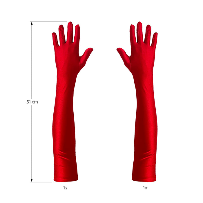 Damen Handschuhe Lang rot Handschuh für Hochzeit Fasching Karneval Motto Party Kostüm Accessoire für Halloween