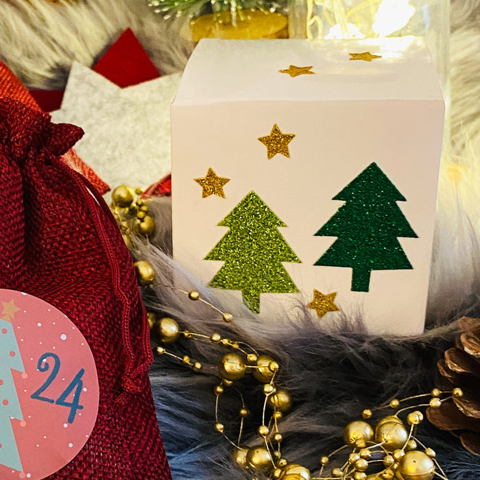 50 Weihnachtsbaum Sticker Glitzer Sterne Tannenbaum Aufkleber für Weihnachten Geschenk Deko