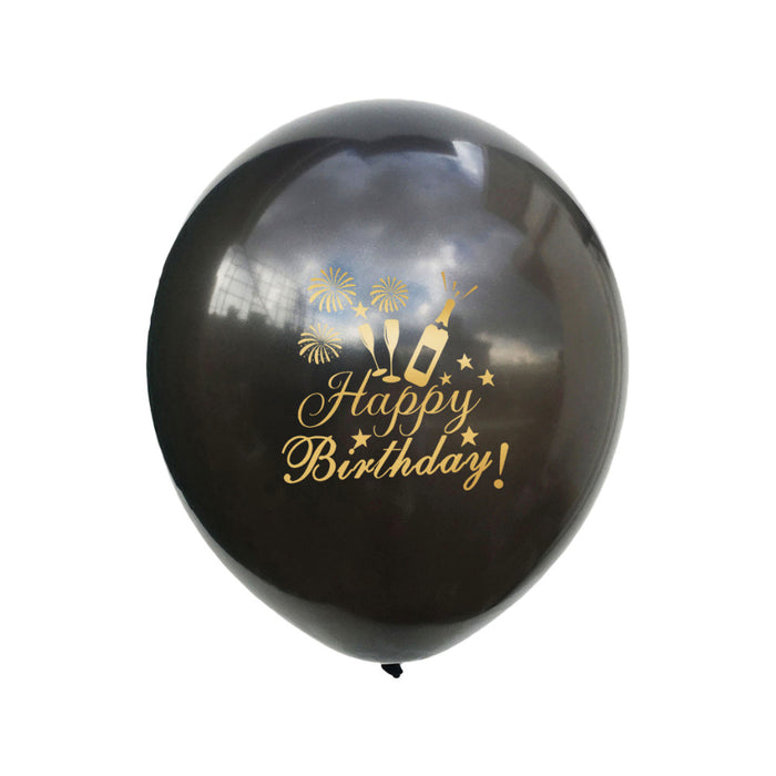 Konfetti Luftballon Set Happy Birthday Geburtstag Jubiläum Party Deko Ballons 15 Stk. schwarz gold