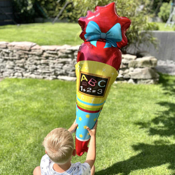 Schuleinführung Schulanfang Einschulung Deko Set - Folien Ballon Zuckertüte + 2x HURRA Schulkind Luftballons