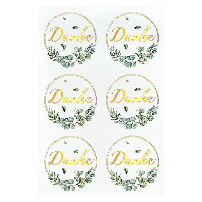 24 Danke Sticker goldfarbene Aufkleber für Hochzeit Konfirmation Kommunion Jugendweihe Taufe Gastgeschenk