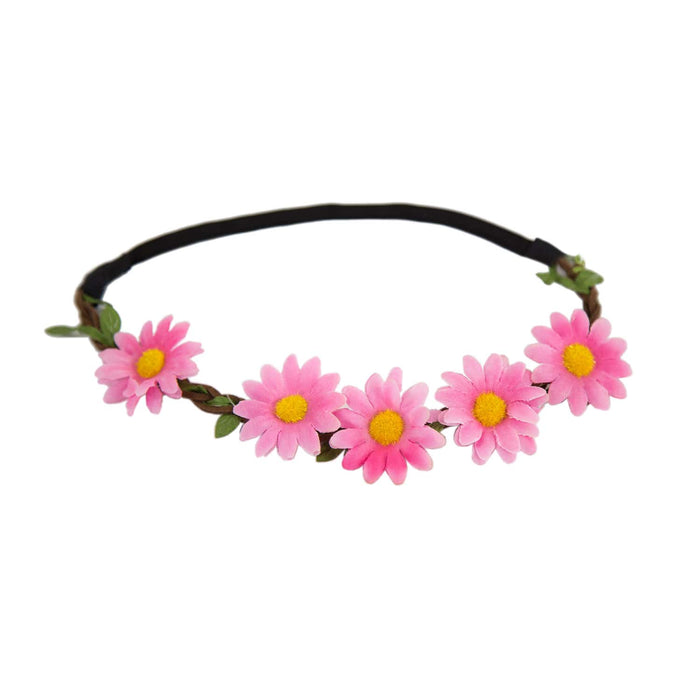 Blumen Haarband Stirnband Haarschmuck Bohemia Kopfschmuck Blumenkranz - rosa