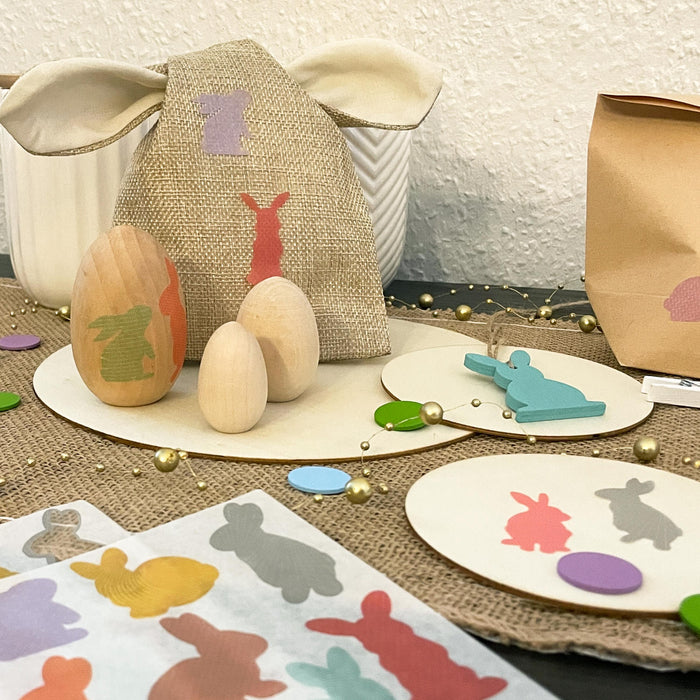 3 Osterhasen Jute Beutel mit Ohren zum Knoten Osterhasen Tasche Ostern Jutesäckchen Stoffbeutel Osterdeko