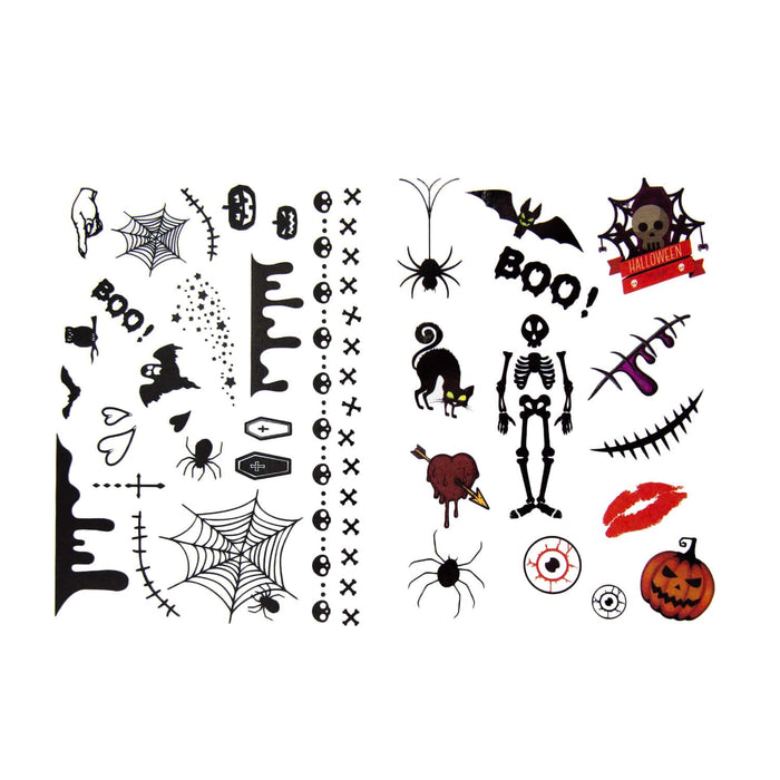 Temporäre Tattoos für Kinder Halloween Skelett Spinnen uvm - 36 Motive