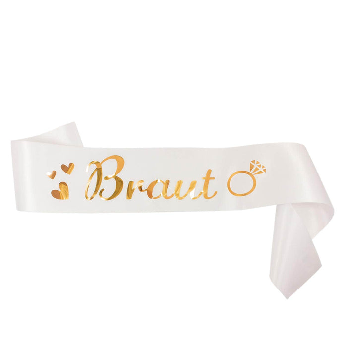 Schärpe Braut + Braut Security Set JGA Hen Party Hochzeit Herz Ring pink weiß