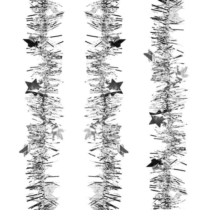 3x Folien Girlande mit Sternen für Weihnachten Silvester Geburtstag Party Feier Deko - silber