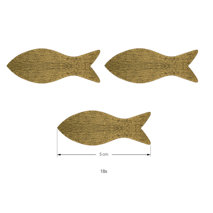 18 Holz Fische als Streudeko Tischdeko für Taufe Kommunion Konfirmation Firmung - Echtholz gold