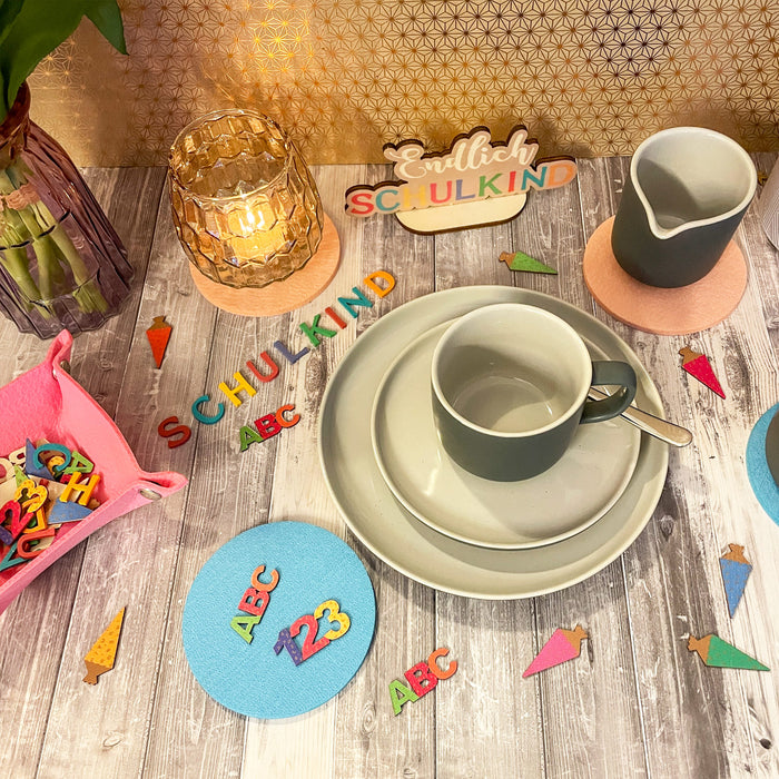 4 Filz Untersetzer Getränke Glas Untersetzer rund Ø 10cm als Tischdekoration - rosa