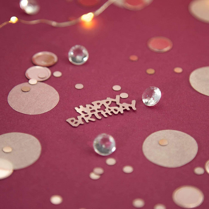 Konfetti Set Happy Birthday + Punkte für Geburtstag Jubiläum über 2500 Stück Tisch Deko Streudeko - roségold