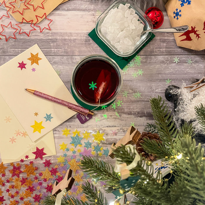 68 Sterne Sticker Aufkleber Glitzernd für Weihnachten Weihnachtsdeko Weihnachtssterne - helllila