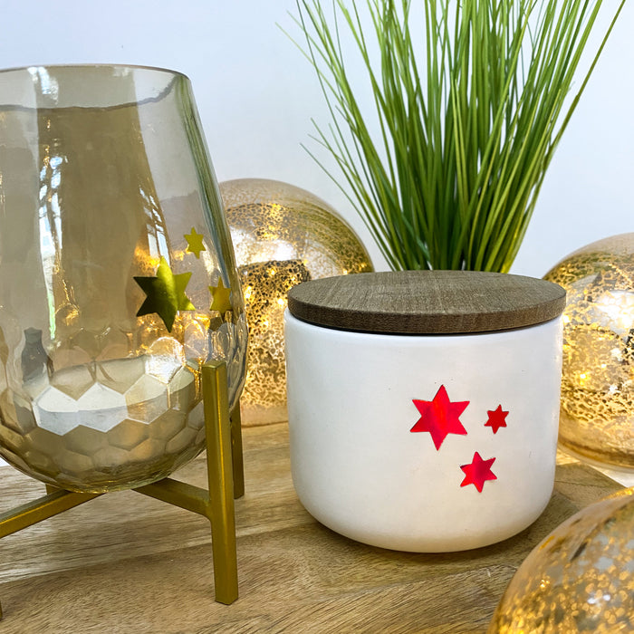 86 Sterne Sticker Stern Aufkleber für Weihnachten Weihnachtsdeko Geschenkdeko Basteln Glänzend - rot