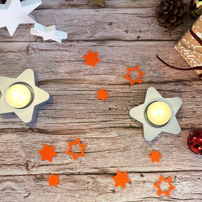 24 Filz Sterne Weihnachtsdeko Tischdeko für Weihnachten 3 Motive - orange