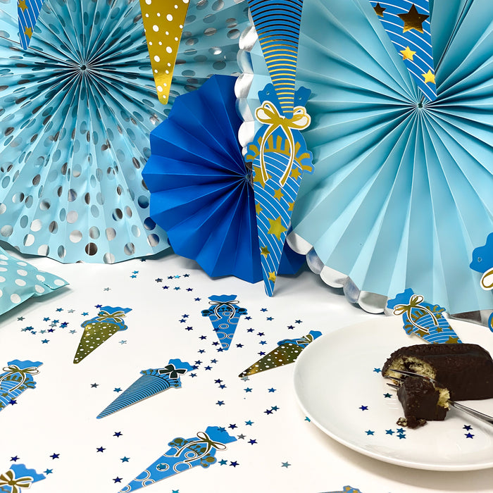 Schuleinführung Schulanfang Einschulung Deko Set - Schulkind Folienballon + 2 Girlanden + 2 Konfetti Sets