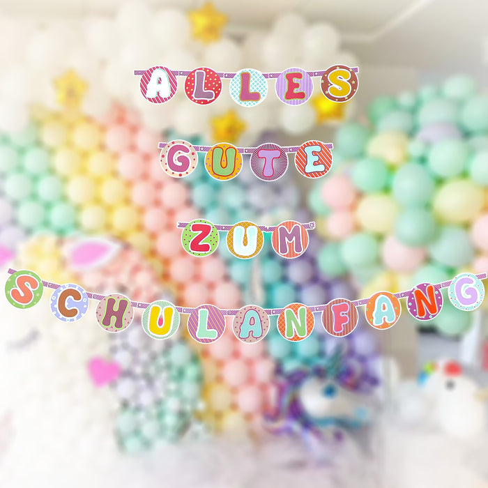 Schuleinführung Schulanfang Einschulung Deko Set - Schulkind Folienballon + 2 Girlanden + Zuckertüten Konfetti + 123 ABC Konfetti