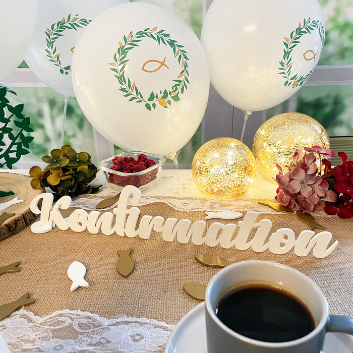 Schriftzug Konfirmation aus Holz als Tischdeko für Konfirmation Deko Dekoration Junge Mädchen - weiß