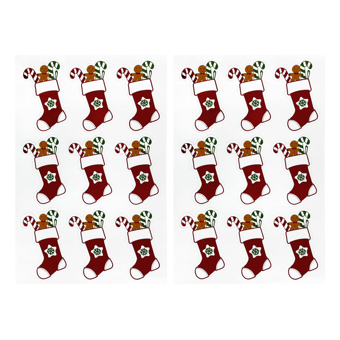 18 weihnachtliche Aufkleber für Weihnachten Stiefel Lebkuchenmann Sticker Basteln Geschenk Deko