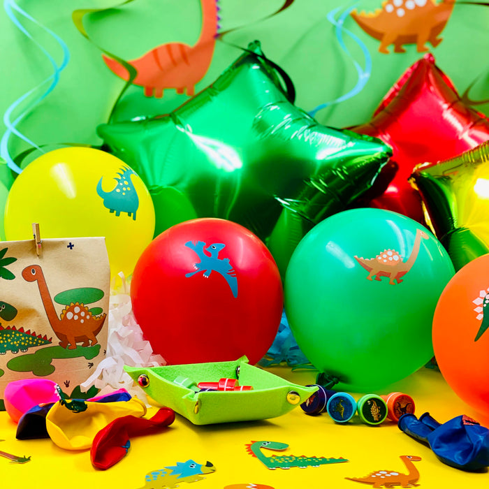 10 Dino Luftballons für Kinder Geburtstag Motto Party Schuleinführung Dinosaurier Ballons Farbmix