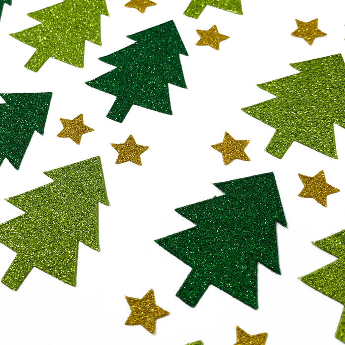 50 Weihnachtsbaum Sticker Glitzer Sterne Tannenbaum Aufkleber für Weihnachten Geschenk Deko