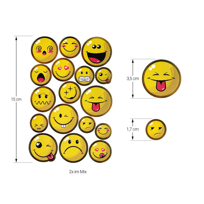 41 Smiley Sticker mit goldfarbenen Rand Verzierung Aufkleber für Geschenke Karten zum Basteln Spielen