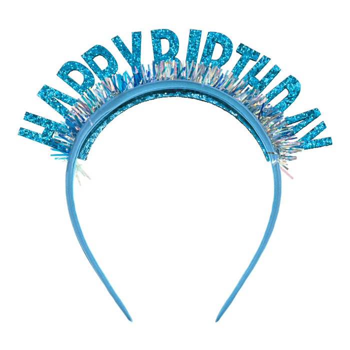 Haarreifen Happy Birthday irisierend Haarreif für Geburtstag Jubiläum Jungs Herren - blau