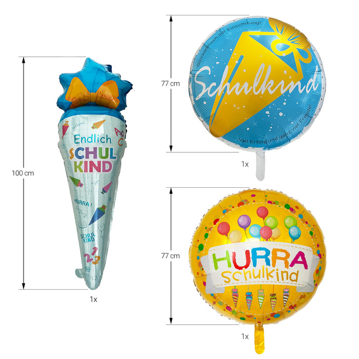 2x Schulkind + Zuckertüte Folien Luftballons für Schuleinführung Schulanfang Einschulung Dekoration Ballon