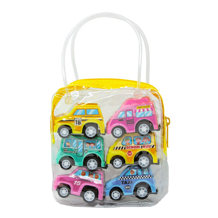 6 Spielzeugautos mit Tasche Mini Spielzeug Autos Fahrzeuge Set für Kinder zum Spielen ab 3 Jahren