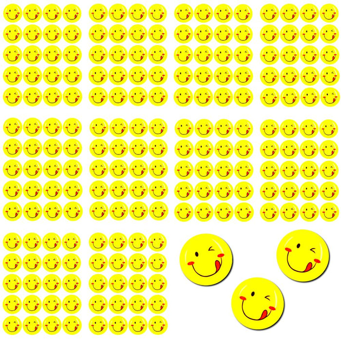 200 Smiley Sticker Set Aufkleber rausgestreckte Zunge  - gelb