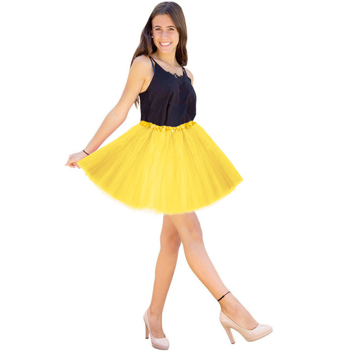 Tutu Tütü Damen Rock gelb Tüllrock Unterrock Kostüm Accessoire für Fasching Karneval 60 cm - 116 cm